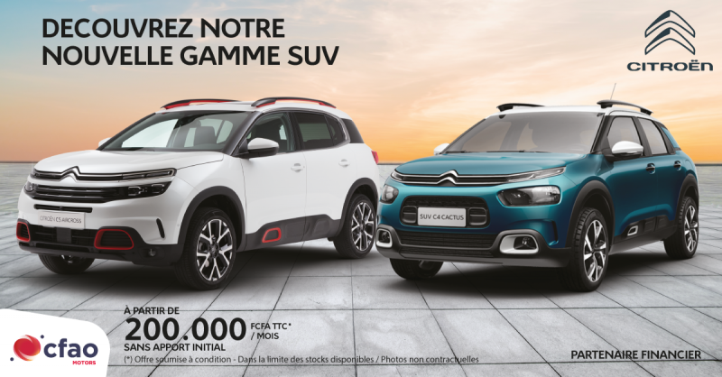 Nouvelle gamme SUV à partir de 200.000 FCFA TTC par mois sans apport